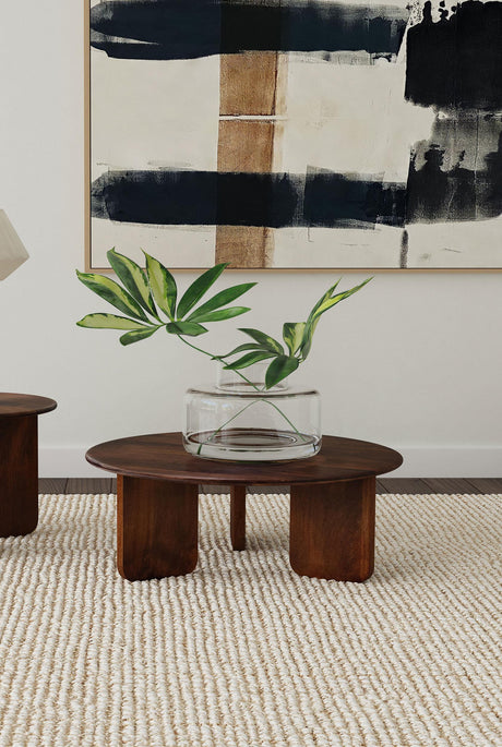 Coaster Dale Round Solid Mango Wood Coffee Table Brown