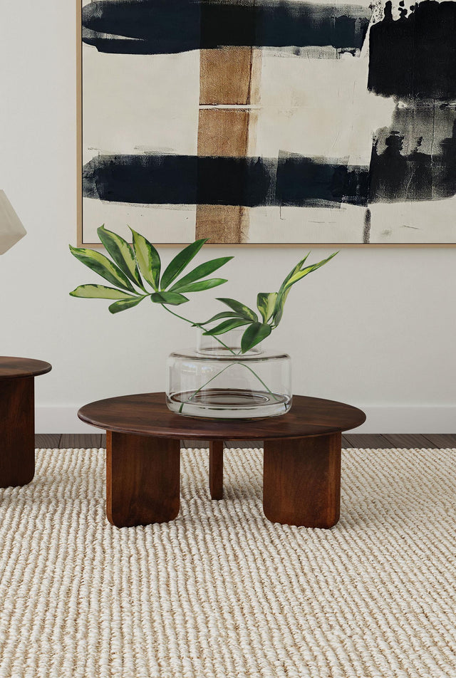 Coaster Dale Round Solid Mango Wood Coffee Table Brown