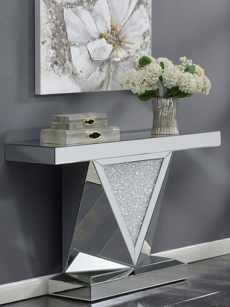 Coaster Amore Mirrored Acrylic Entryway Sofa Console Table Silver