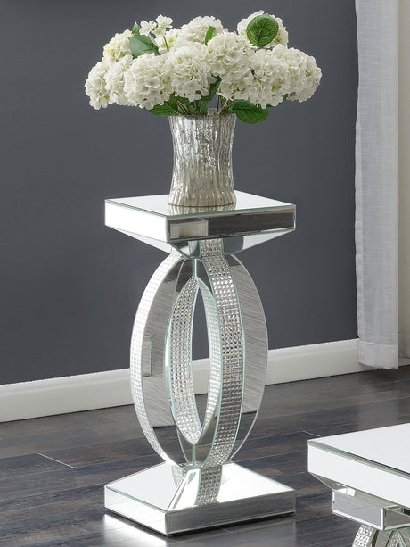 Coaster Amalia Square Mirrored Acrylic Crystal Side End Table Silver