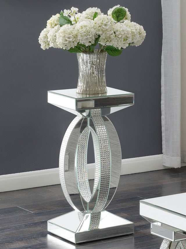 Coaster Amalia Square Mirrored Acrylic Crystal Side End Table Silver