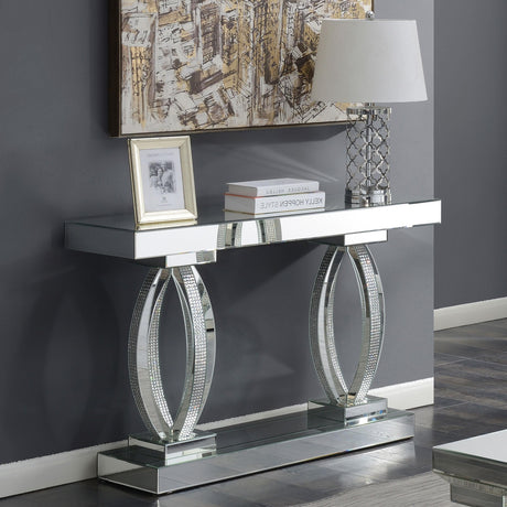 Coaster Amalia Mirrored Acrylic Entryway Sofa Console Table Silver