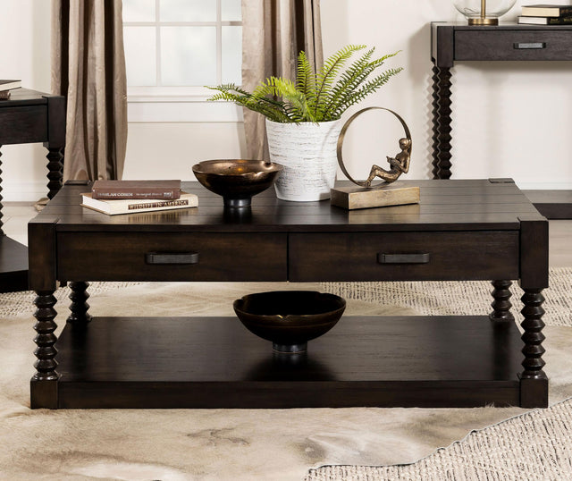 Coaster Meredith 2-drawer Rectangular Coffee Table Coffee Bean