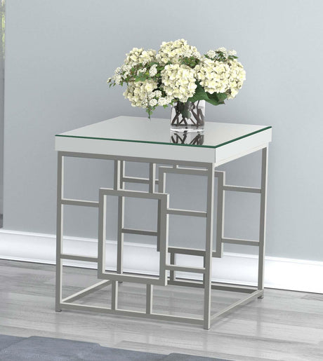 Coaster Dafina Square Mirrored Top Side End Table Chrome