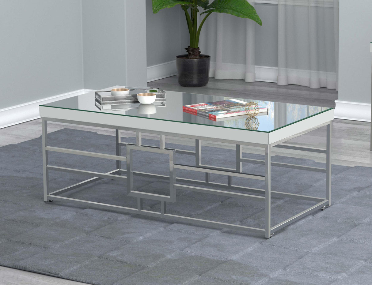 Coaster Dafina Rectangular Mirrored Top Coffee Table Chrome