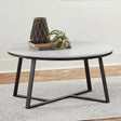 Coaster Hugo Round Faux Marble Coffee Table White and Matte Black