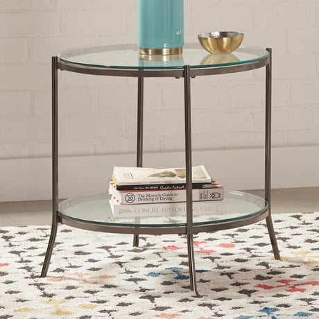 Coaster Laurie 1-shelf Glass Top Round Side End Table Black Nickel