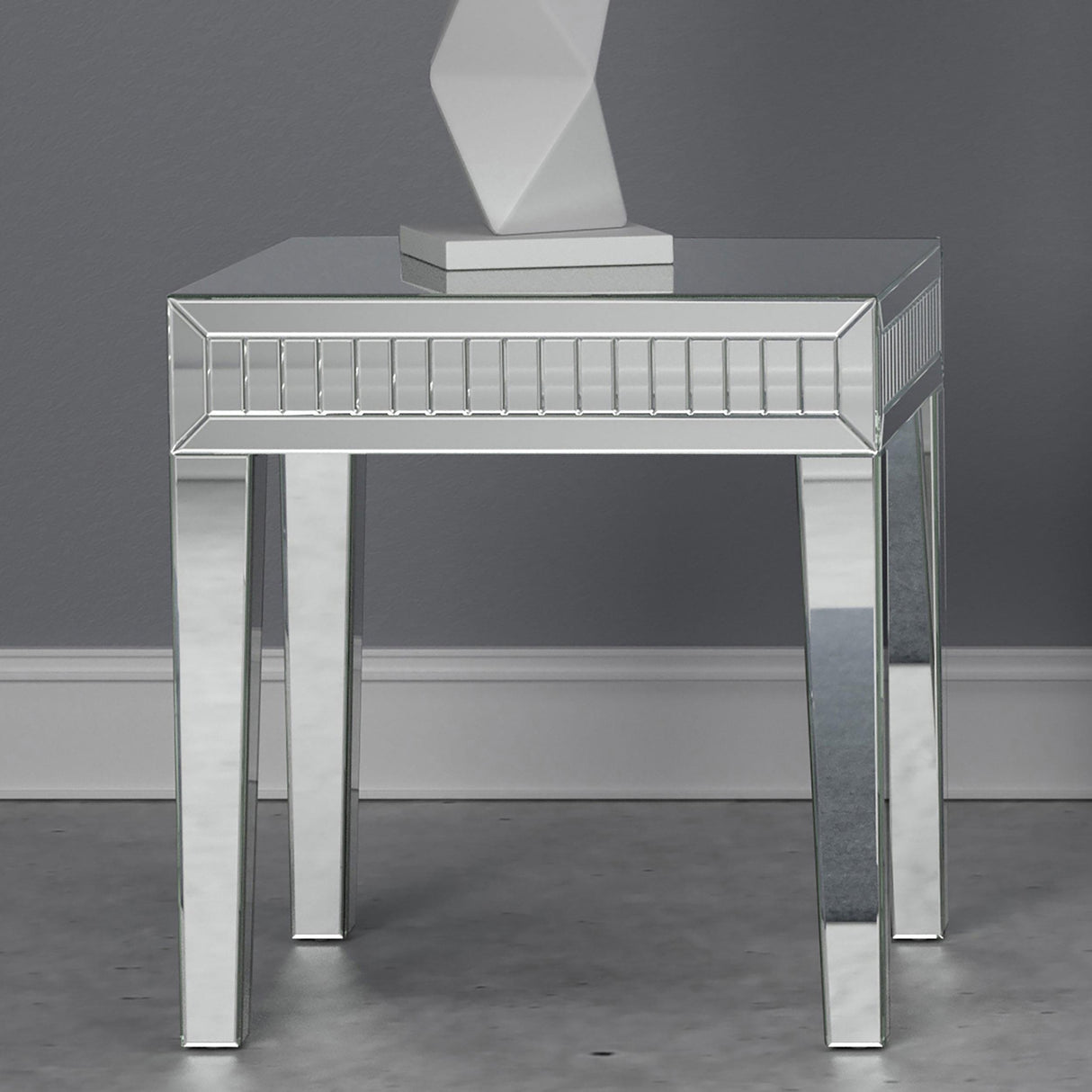 Coaster Whitfield Square Mirrored End Side Table Silver