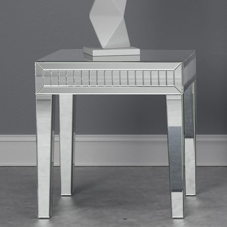 Coaster Whitfield Square Mirrored End Side Table Silver