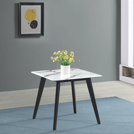 Coaster Bayhill Square Faux Marble Top End Table Black and White