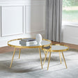 Coaster Kaelyn 2-piece Round Mirror Top Nesting Coffee Table Gold
