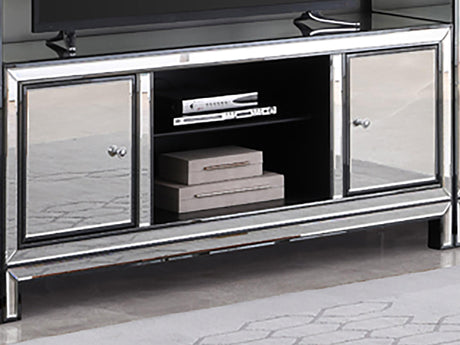 Coaster Natalia 2-door Mirrored 60" TV Stand Black and Silver