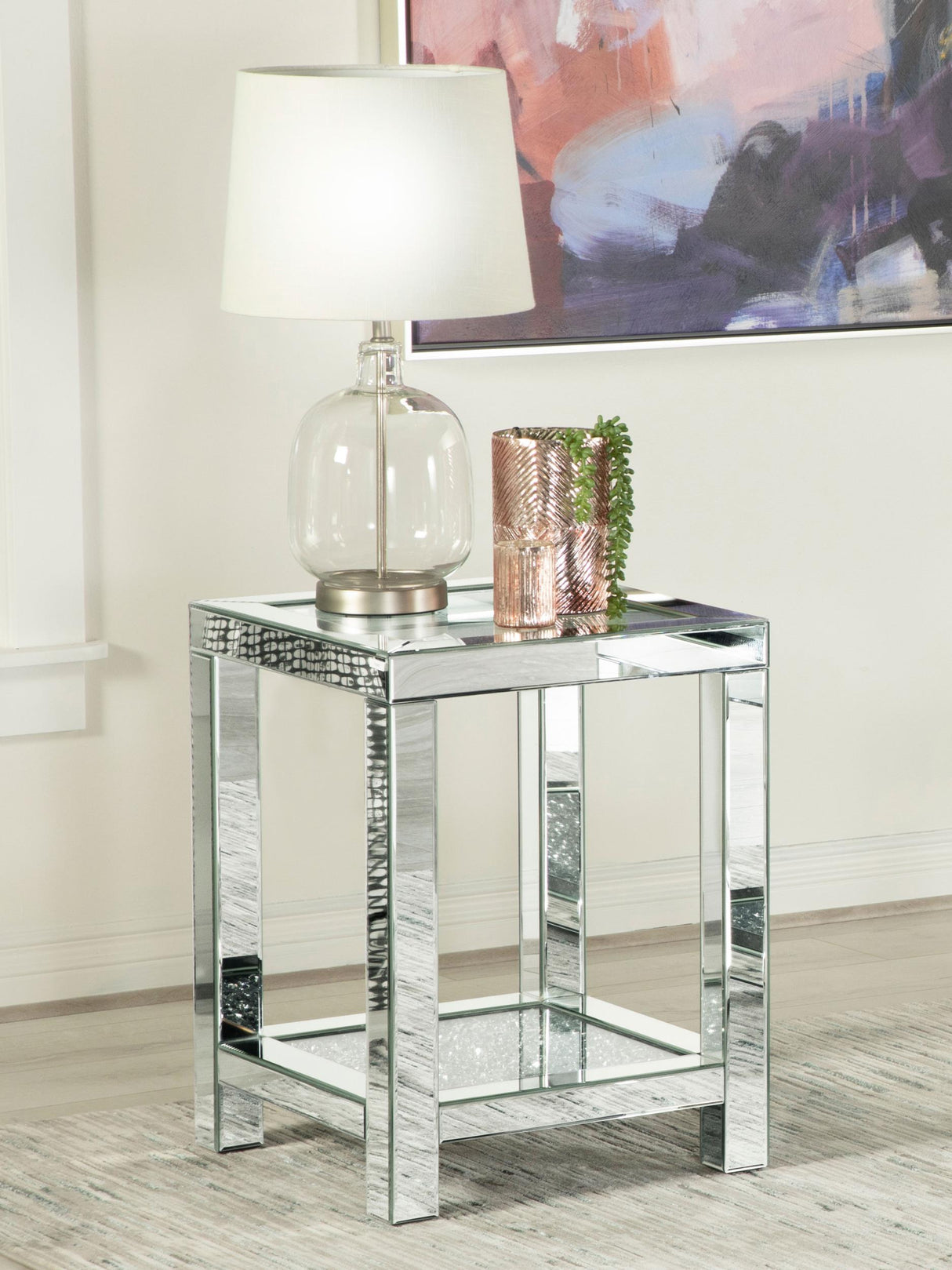 Coaster Valentina 1-shelf Square Glass Top Side End Table Silver