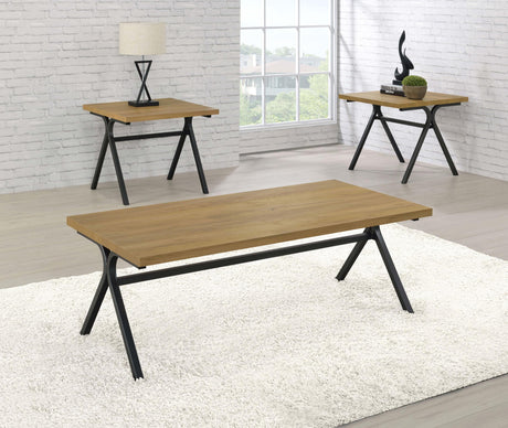 Coaster Colmar 3-piece Engineered Wood Coffee Table Set Golden Oak