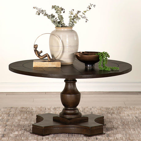 Coaster Morello Round Wood Coffee Table with Pedestal Base Coffee
