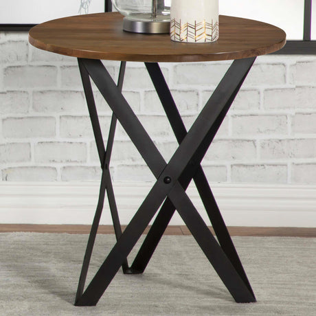 Coaster Zack Round End Table Smokey Grey and Black