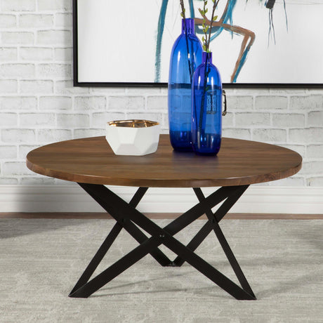 Coaster Zack Round Coffee Table Smokey Grey and Black