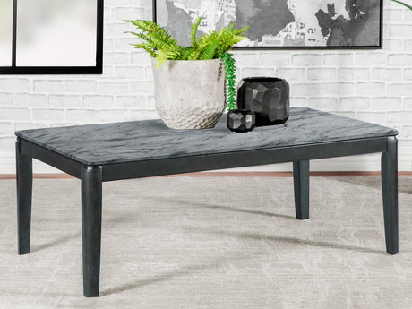 Coaster Mozzi Rectangular Faux Marble Coffee Table Grey and Black