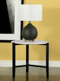 Coaster Tandi Round Faux Marble Side End Table White and Black