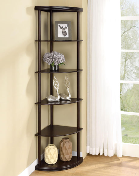 Coaster Bonwick 72-inch 5-shelf Corner Bookshelf Cappuccino