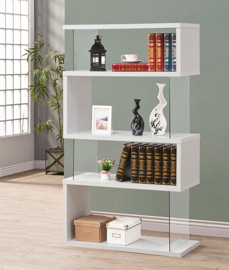 Coaster Emelle 63-inch 4-shelf Glass Panel Bookshelf White