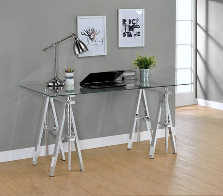 Coaster Statham 60-inch Glass Top Adjustable Standing Desk Chrome