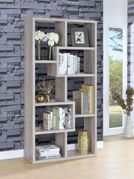 Coaster Theo 71-inch 6-shelf Bookshelf Grey Driftwood