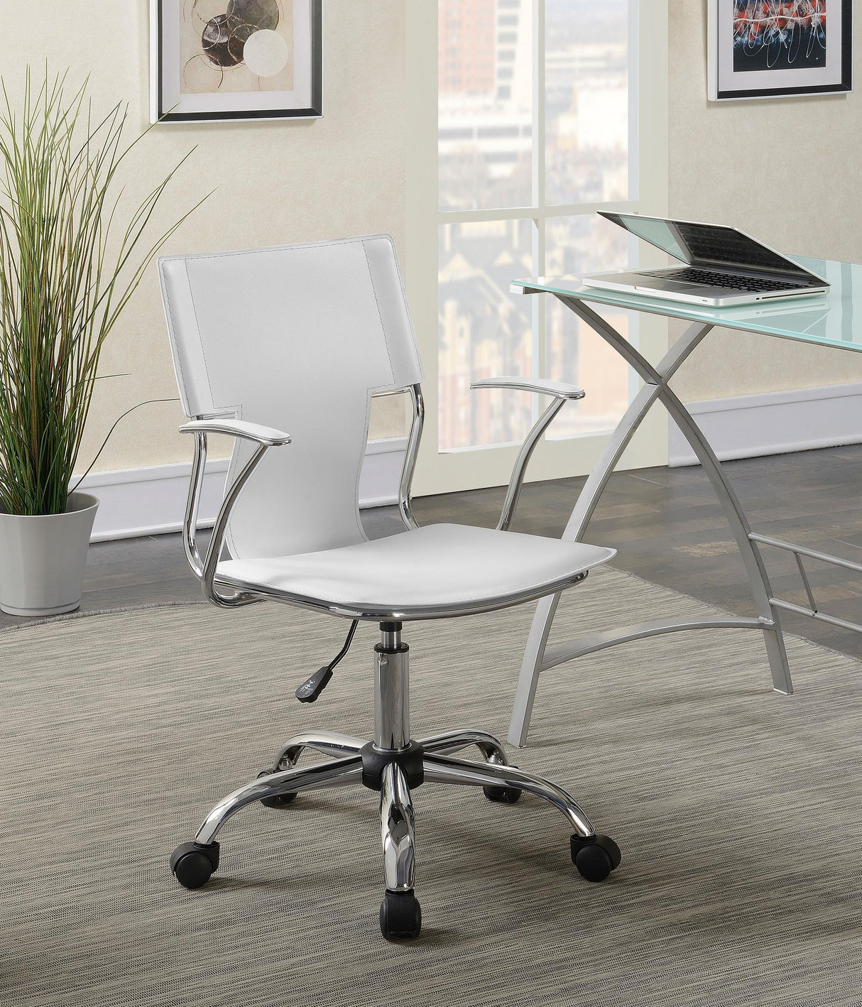 Coaster Himari Faux Leather Adjustable Office Desk Chair White
