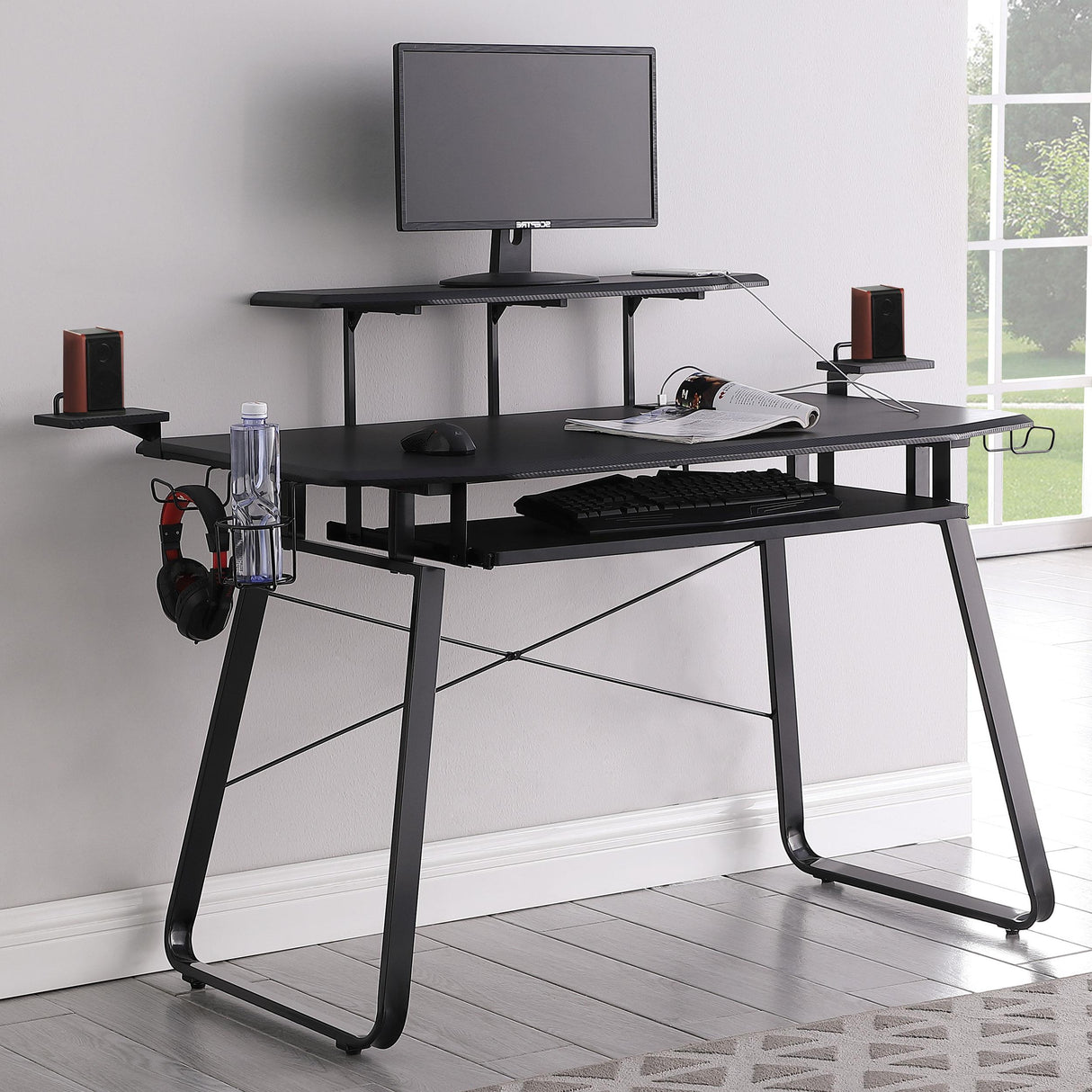 Coaster Alfie 59-inch Computer Gaming Desk with USB Ports Black