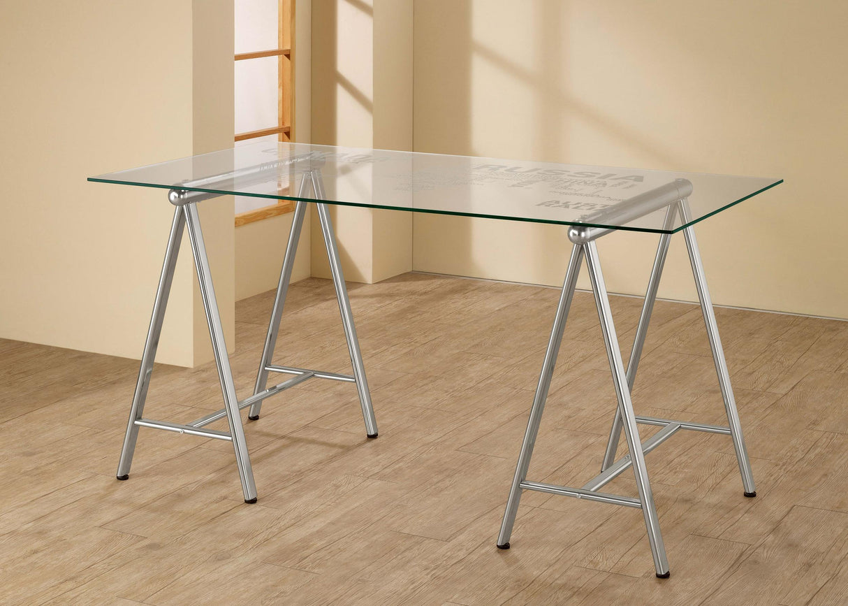 Coaster Patton 59-inch Glass Top Word Cloud Writing Desk Nickel