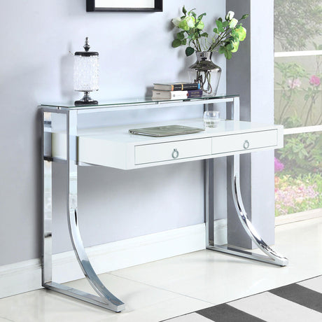 Coaster Gemma 48-inch 2-drawer Writing Desk White High Gloss