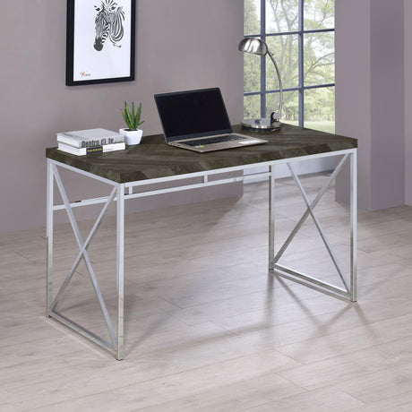 Coaster Grimma 47-inch Writing Office Desk Rustic Grey and Chrome