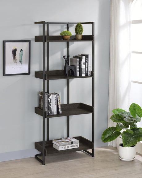 Coaster Ember 68-inch 4-shelf Bookshelf Dark Oak and Black