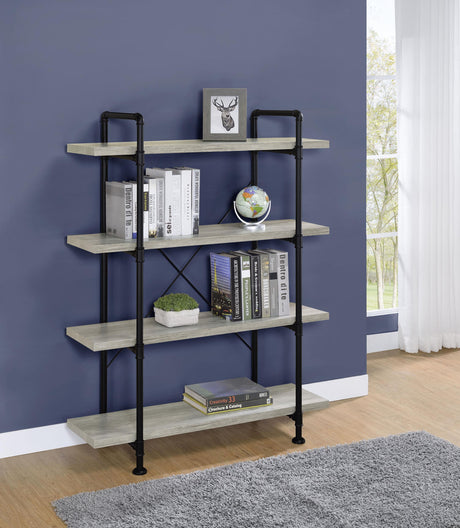 Coaster Delray 56-inch 4-shelf Bookshelf Grey Driftwood and Black