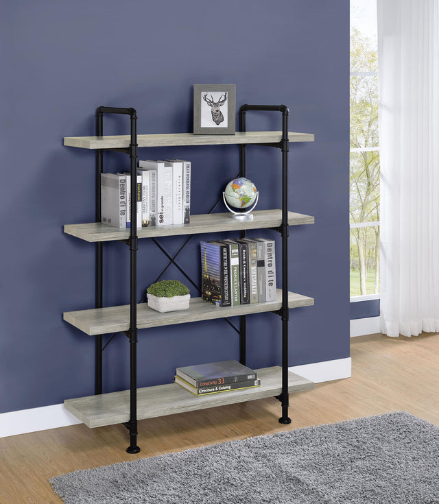 Coaster Delray 56-inch 4-shelf Bookshelf Grey Driftwood and Black