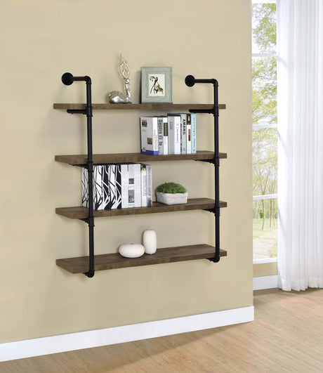 Coaster Elmcrest 39-inch 4-shelf Wall Bookshelf Rustic Oak