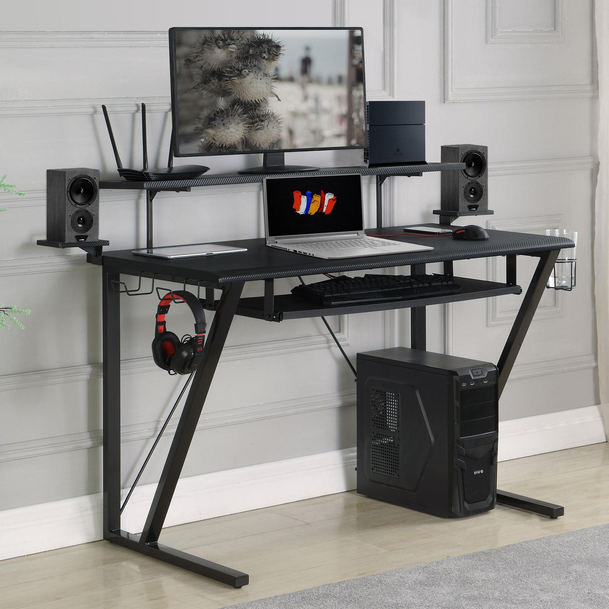 Coaster Wedalia 60-inch Computer Gaming Desk with Utility Hook Black