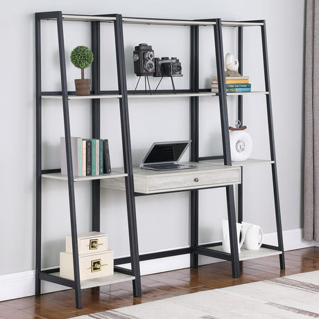 Coaster Pinckard 3-piece Ladder Desk and Bookcase Set Grey Stone