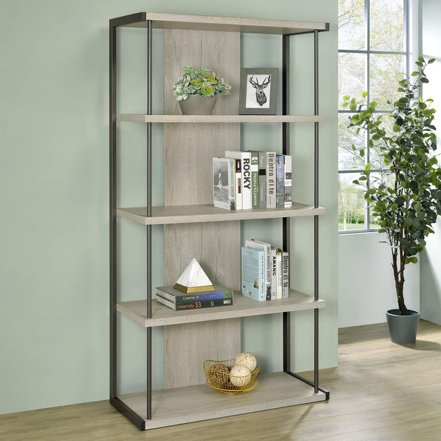 Coaster Loomis 72-inch 4-shelf Bookshelf Whitewashed Grey