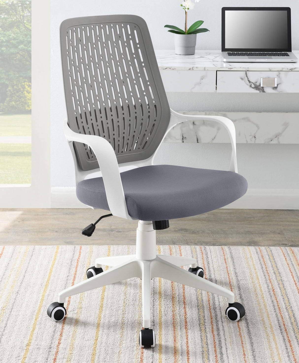 Coaster Adjustable Height Upholstered Office Chair Grey and White