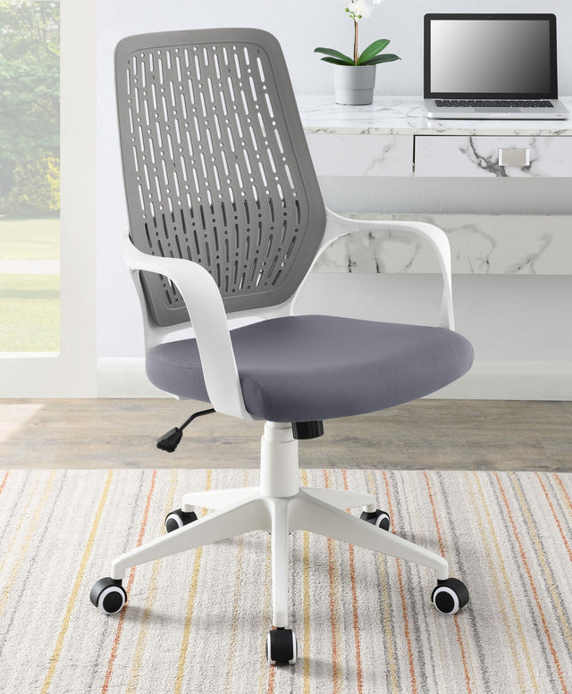 Coaster Adjustable Height Upholstered Office Chair Grey and White