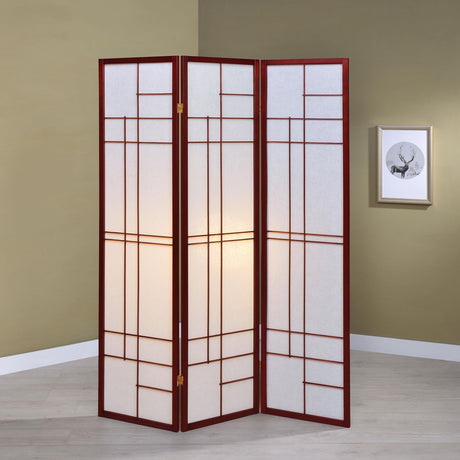 Coaster Katerina 3-Panel Room Divider Folding Shoji Screen Cherry