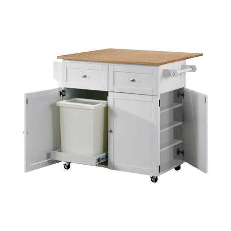 Coaster Jalen 3-door Mobile Kitchen Cart Natural Brown and White