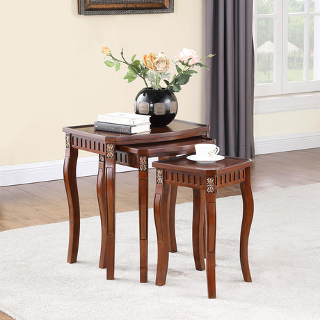 Coaster Daphne 3-piece Rectangular Wood Nesting Table Set Warm Brown