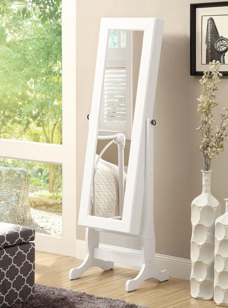 Coaster Batista Cheval Mirror with Jewelry Storage White