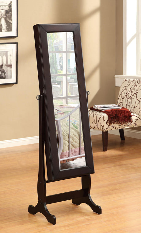 Coaster Batista Cheval Mirror with Jewelry Storage Cappuccino