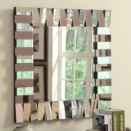Coaster Tanwen 32 x 32 Inch Layered Panel Wall Mirror Silver