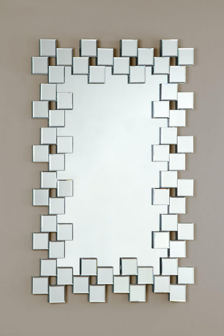 Coaster Pamela 32 x 47 Inch Rectangular Frameless Wall Mirror Silver