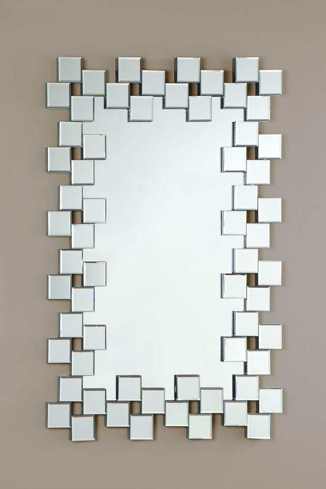 Coaster Pamela 32 x 47 Inch Rectangular Frameless Wall Mirror Silver