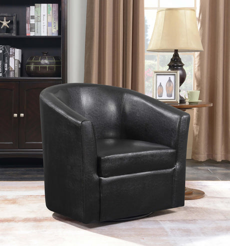 Coaster Turner Upholstered Barrel Back Swivel Chair Dark Brown